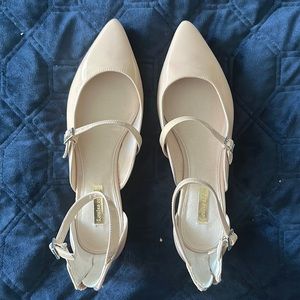 Patent beige Mary Jane flats